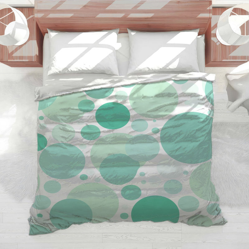 Circles Bedding Abstract Comforter Modern, Queen Comforter, Green Dots
