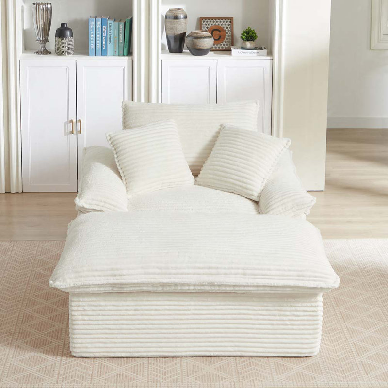 Méridienne avec repose-pieds, coussin lombaire, Beige
