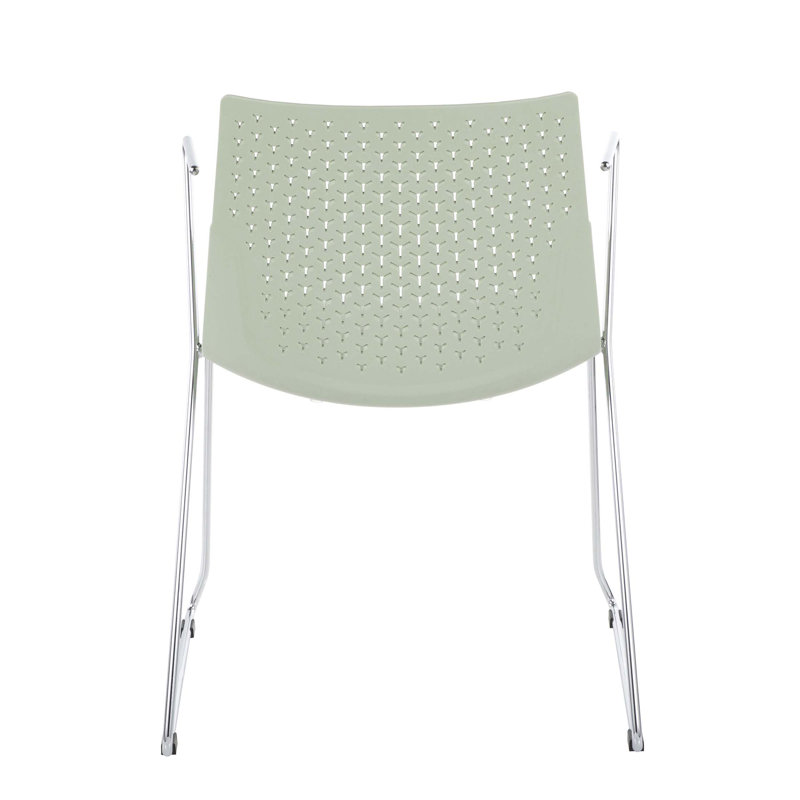 Matcha Sleek Chrome and Green Modern Arm Chair - Set of 2