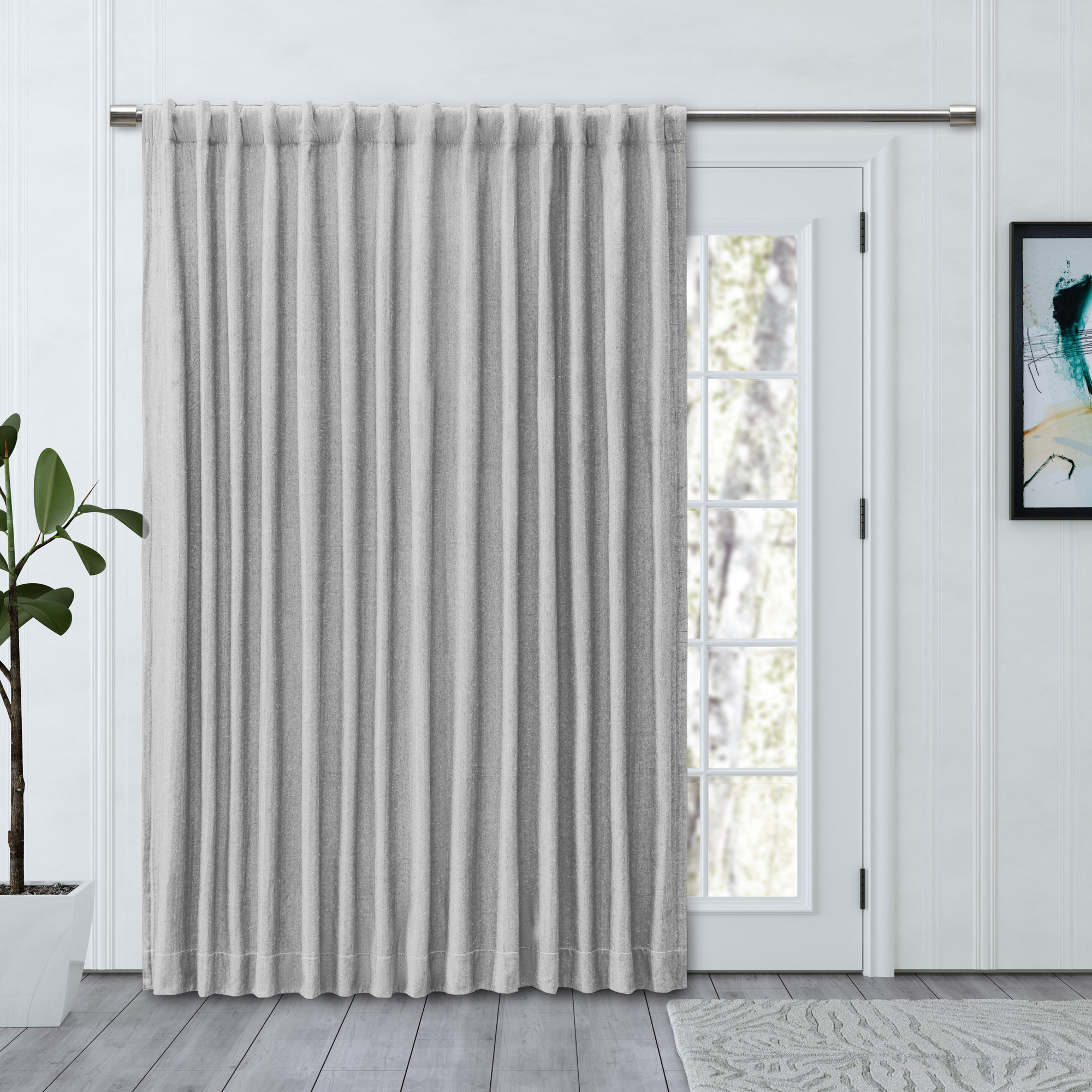 LeeRoy 100% Sustainable Cotton Blend Chevron Texture Room Darkening Thermal Triple-Lined Rod Pocket Panel, Gray