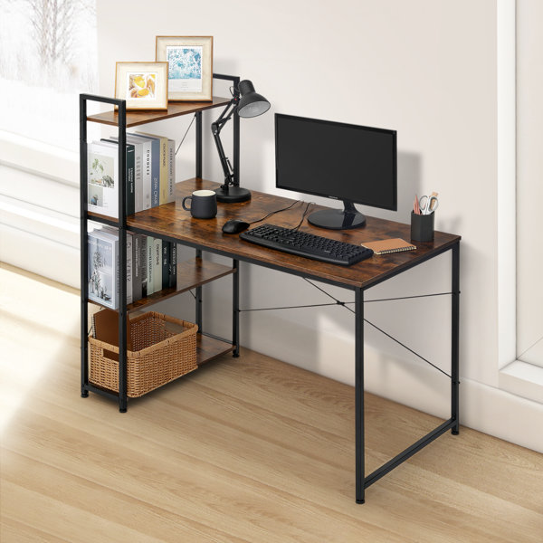 17 Stories Laptop Stand Writing Table with Display Bookshelf | Wayfair