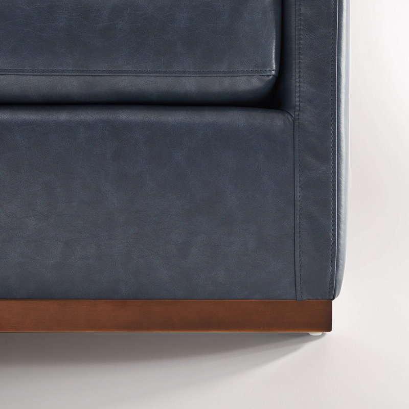 Fauteuil pivotant large Assiatou, Similicuir galet bleu marine