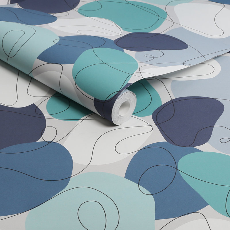 Geometric Wallpaper Double Roll, The Blues