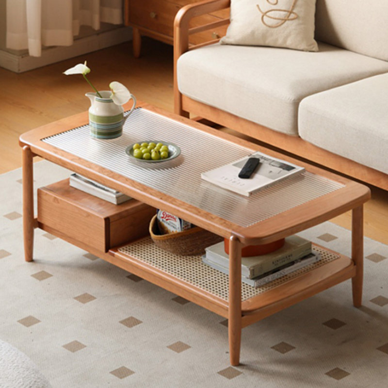 Table basse moderne et naturelle, H 17,91 po x L 39,37 po x l 21,65 po