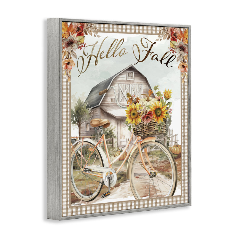 «Hello Fall Cottage», art de la giclée encadrée par Nicole DeCamp, H 30 po x l 24 po, Estampe numérique Farmhouse