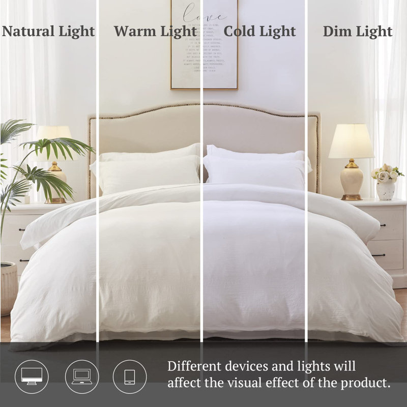Sateen Duvet Cover, King Duvet Cover + 2 King Shams, White