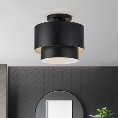Plafonnier semi-encastré noir moyen 2 lumières Acklin
