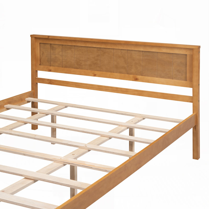 Chares Wood Platform Bed With Headboard, Oak, Queen