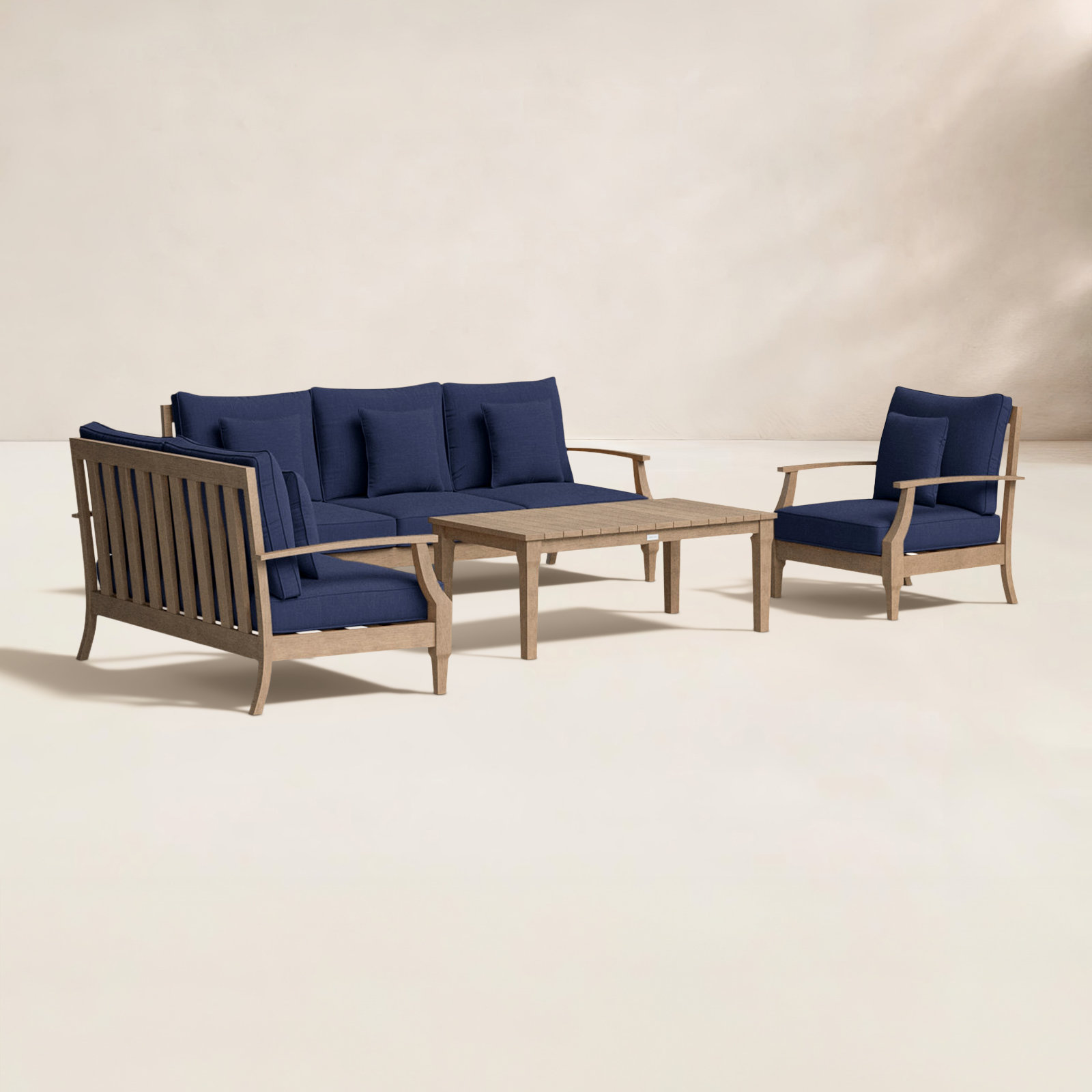 Samya 6-Person Eucalyptus Patio Seating Group, Navy