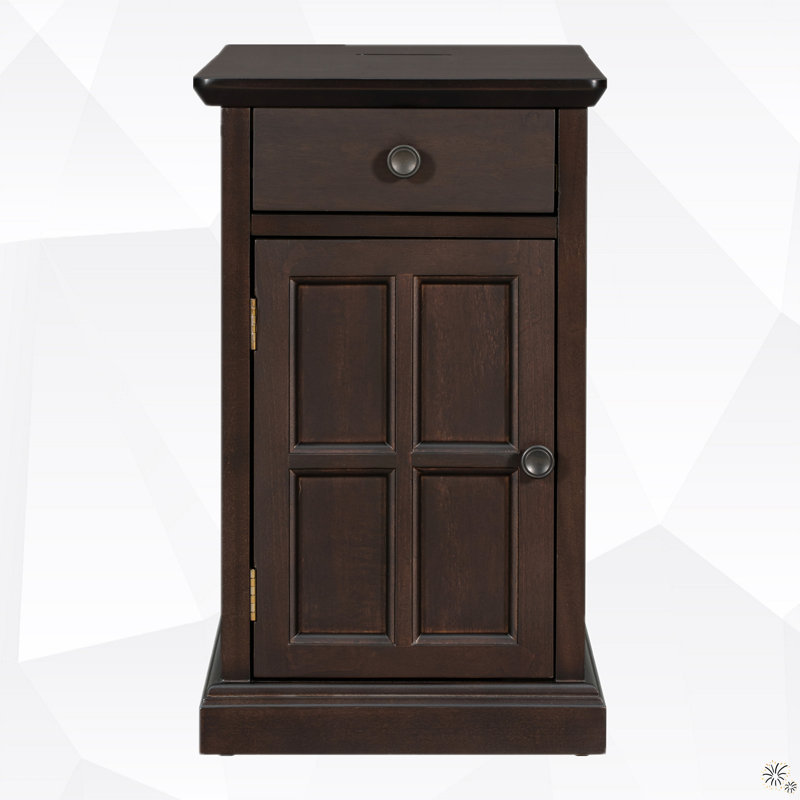 Edelgard 14'' W Solid Wood Nightstand, Antique Espresso