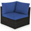Ensemble de canapé modulaire d'extérieur en rotin 6 pièces Latitude Run® avec coussins bleu marine