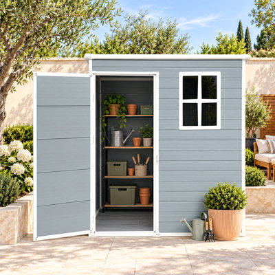 5x3 Resin Outdoor Storage Shed with Floor and Window Gray