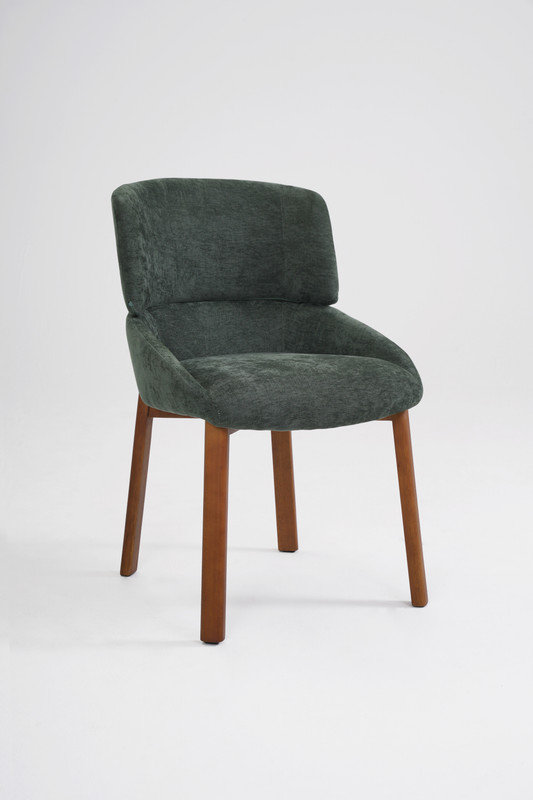 Ensemble de 2 chaises de salle à manger modernes et rembourrées, fauteuil d'appoint de style milieu du siècle avec dossier à plusieurs niveaux et pieds en bois massif pour la cuisine, la salle à manger et le bureau à domicile