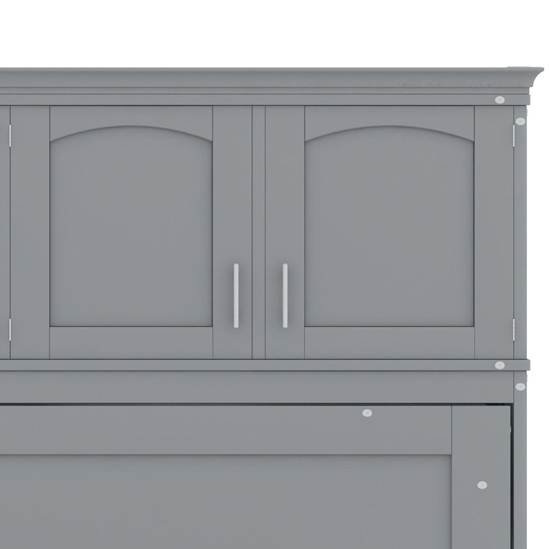 Lit escamotable mural avec armoires de rangement, Gris