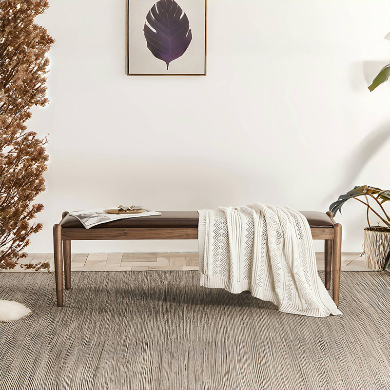 Naija Upholstered Bench, 17.32" H x 59.05" W x 15.74" D, Coffee