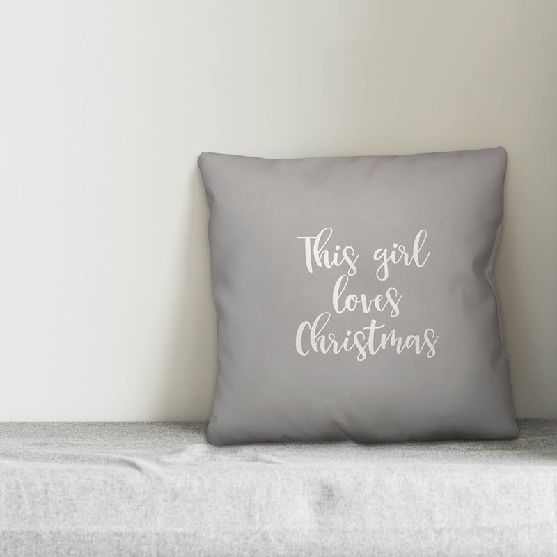  Coussin This Girl Loves Christmas, Gris, Housse de coussin