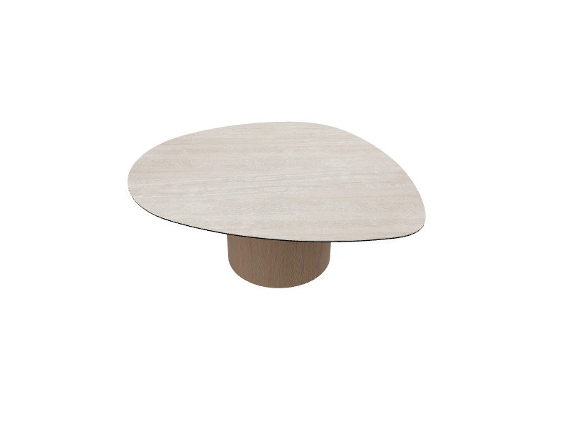Mushroom Coffee Tables, Smoke, White Travertino