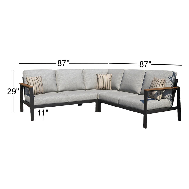 Townsend Outdoor 5 Person Sectional Seating Group With Sunbrella Cushions, Canvas Granite Sunbrella® Canvas