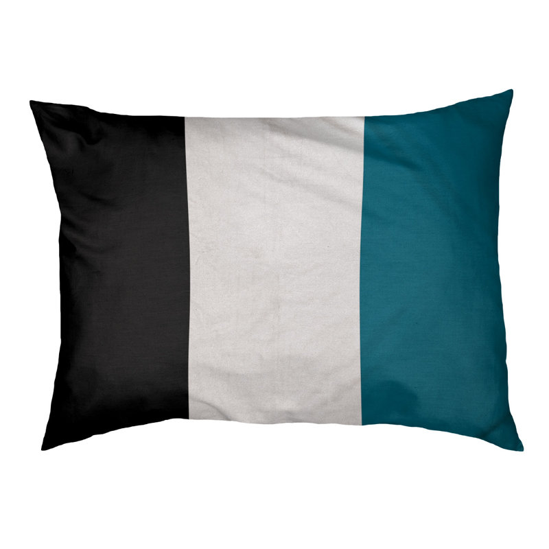 Coussin d'extérieur New York, Grand (l 50 po x P 40 po x H 7 po), Noir / blanc / aqua
