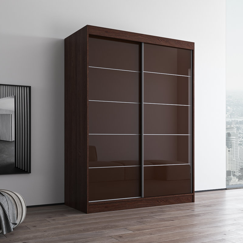Garde-robe en wengé Aria, H 80 po x l 59 po x P 25,5 po, Brun