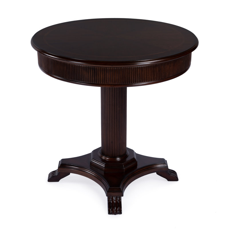 Ellsworth 36" Ribbed Pedestal Foyer Table, Dark Cherry