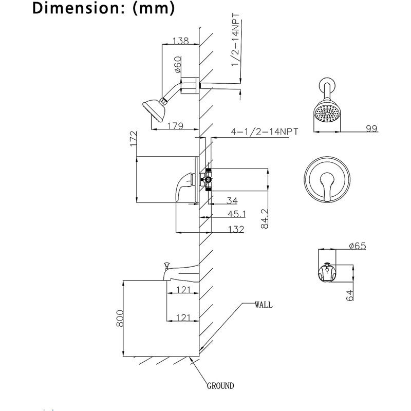 All-In-One Kit with Rough in-Valve, Chrome