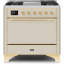 Cuisinière à double combustible 36 pouces avec 6 brûleurs scellés et plaque chauffante ILVE Majestic II Series (porte pleine)-64707951-65718428
