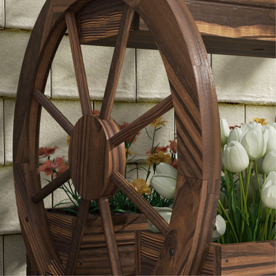 Lit de jardin surélevé à 2 niveaux Outsunny, boîtes à fleurs en bois avec trous de drainage, 25 po x 21 po x 24 po