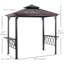 Pavillon de jardin grillagé 9 pi x 5 pi Outsunny, pavillon de pavillon pour barbecue avec toit rigide en polycarbonate à 2 niveaux, tablettes de service et crochets, pour pelouse de jardin