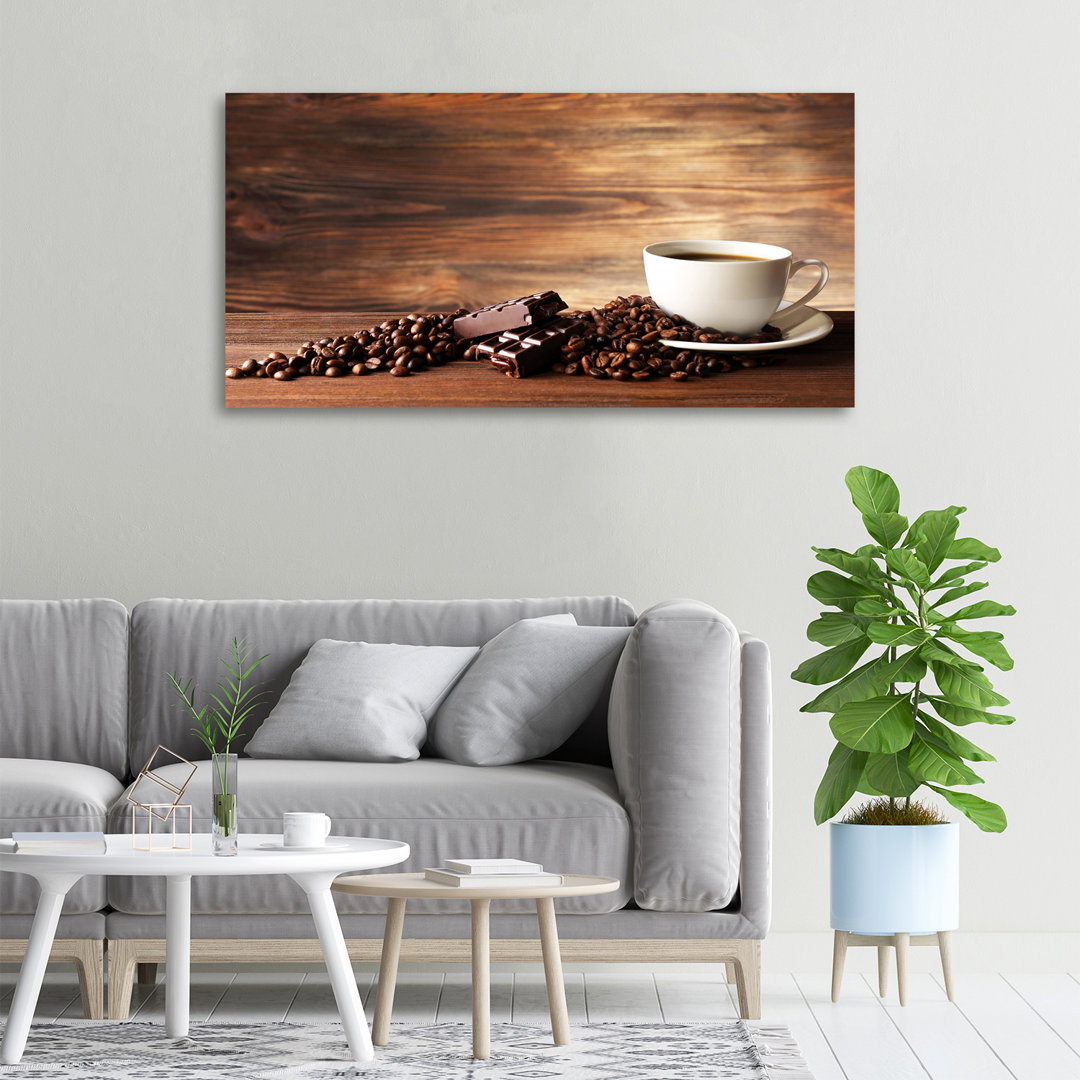 Leinwanddruck - Wandkunst - Drucke auf Leinwand - 100X50 Bild Bildthema: Kaffee und Schokolade