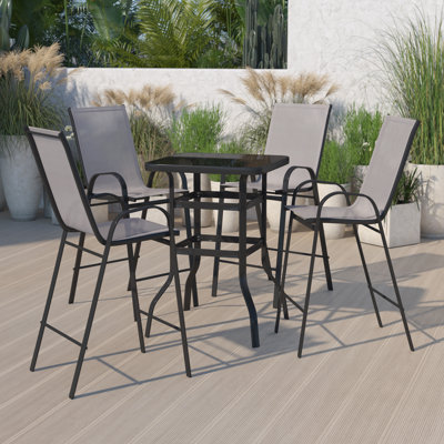 Outdoor Dining Set - 4-Person Bistro Set - Outdoor Bar Table with All-Weather Patio Stools