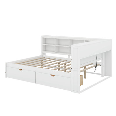 Wooden Full Daybed With 2 Drawers, Shelf And USB Charging Ports by Red Barrel Studio