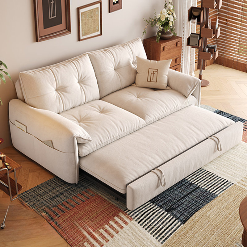 Canapé-lit modulaire en chenille blanc crème avec rangement, H 33,46 po x l 80,71 po x P 34,65 po