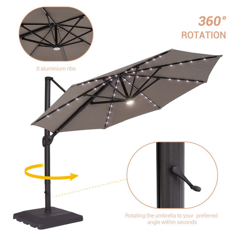 Parasol en porte-à-faux avec base Daarina, Gris