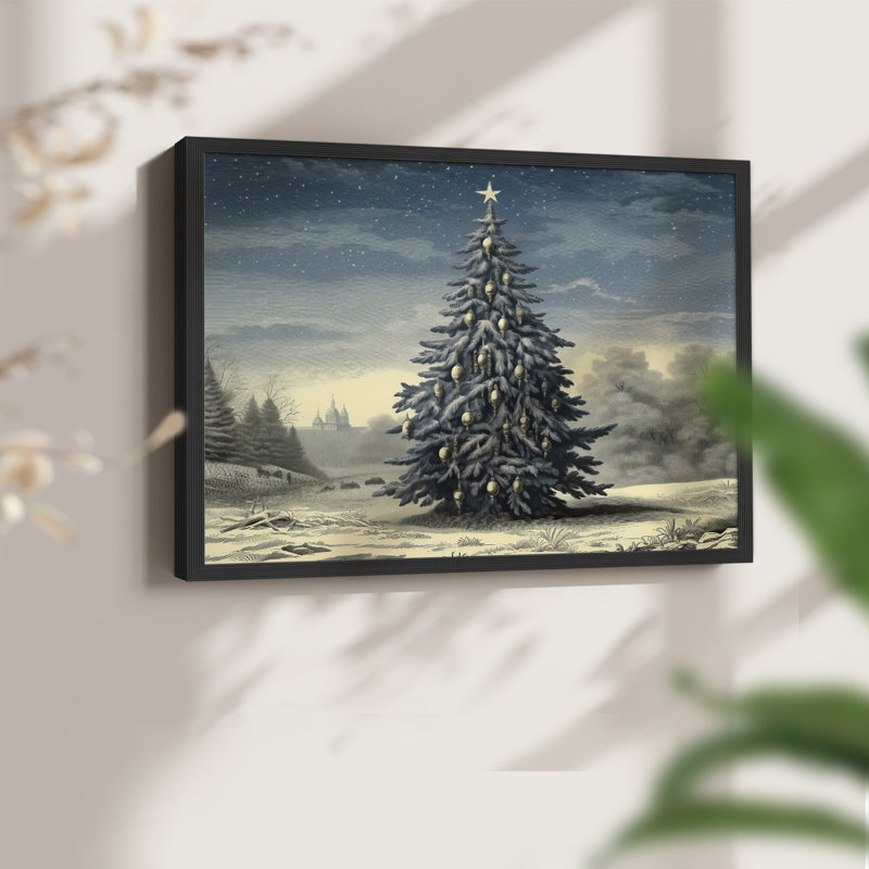 Chirstmas Art-CCLxxxxi - Reproduction encadrée - Restickable, H 22 po x l 28 po, Noir, noir, noir, noir