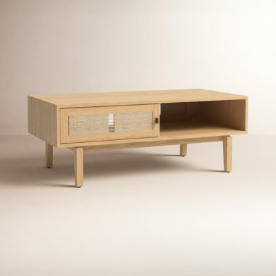 Table basse de rangement Bayou Breeze Duncombe en bois de chêne pour porte coulissante de salon