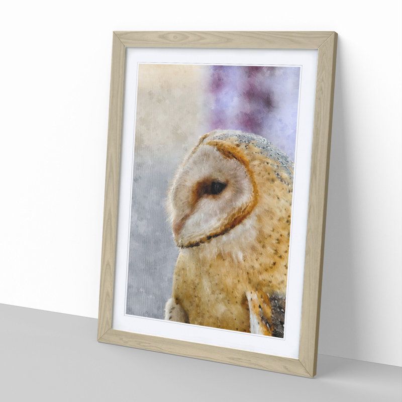 Barn Owl Vol.5 - Picture Frame Painting, 65cm H x 48cm W x 2cm D, Oak Framed