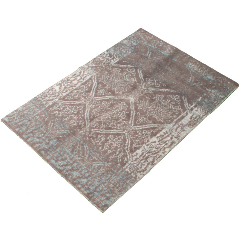 Tapis unique nouvel âge en laine noué à la main 4 pi 6 po x 6 pi 6 po La Seda