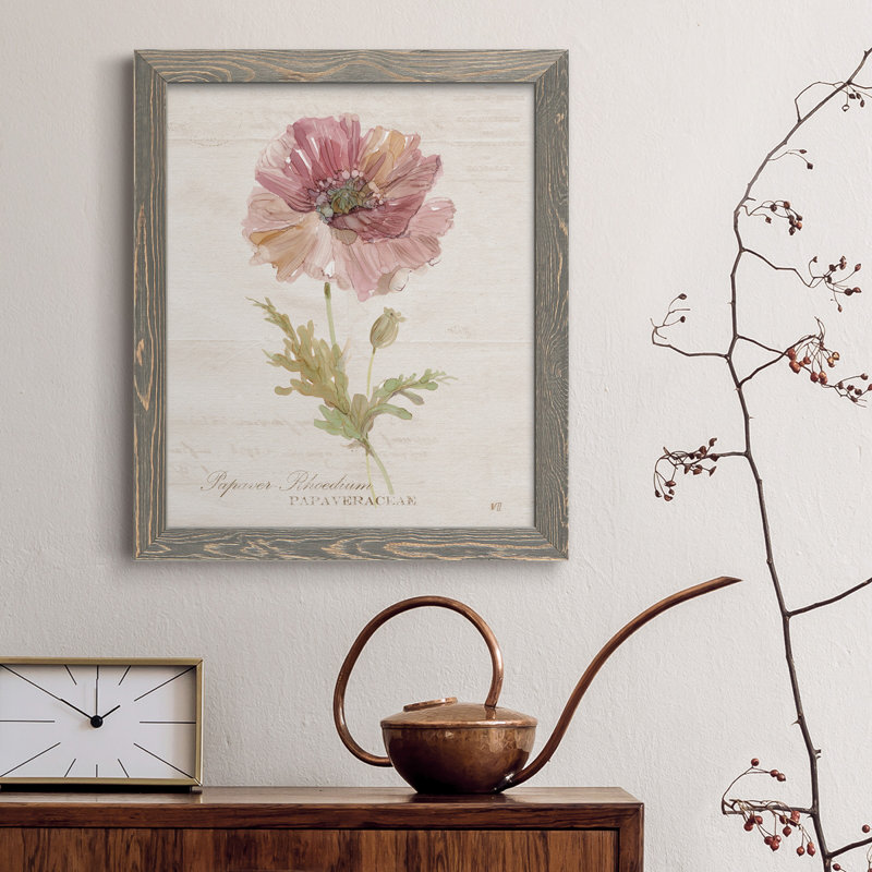 Soft Poppy - peinture sur toile encadrée, Gris, H 37,5 po x l 27,5 po x P 1,5 po