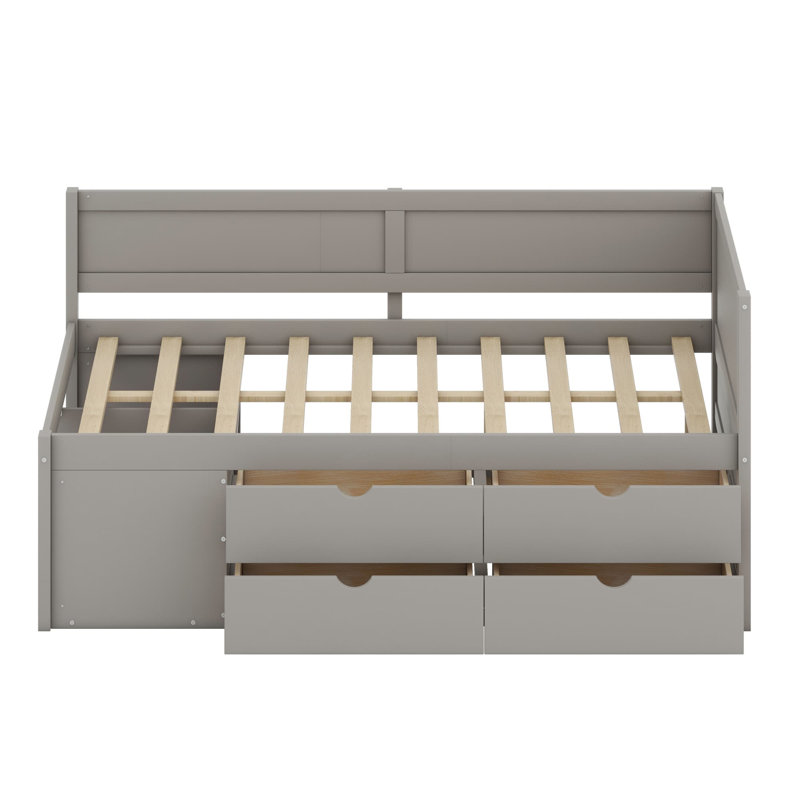 Kaella Daybed With Drawers And Shelves, Gray, Full