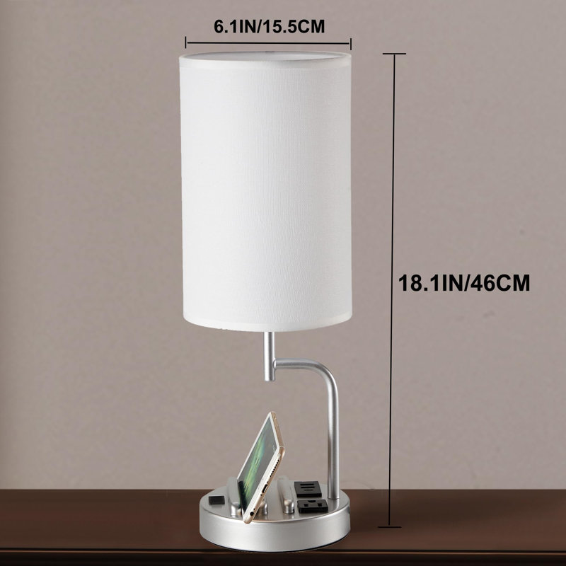 Lampe de table en métal USB, Beige, Argent argent, Non
