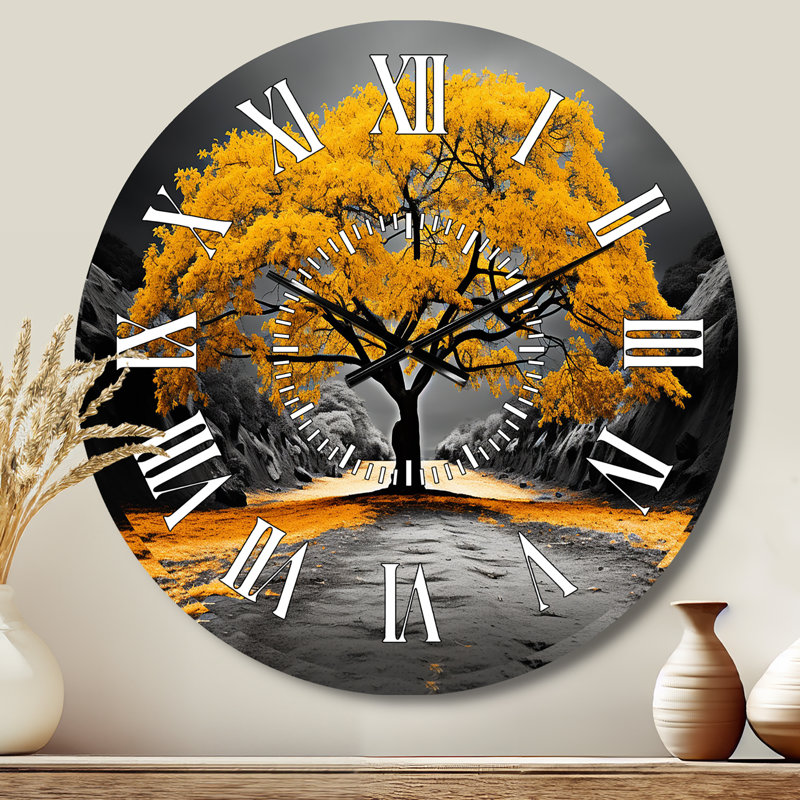 Horloge murale jaune et grise, Médium