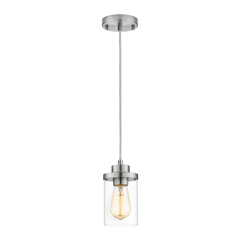 1 - Light Matte Black Single Pendant, Brushed Nickel