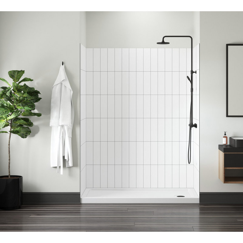 Jetcoat 78x60x36 Vertical White Subway Alcove Shower Wall Kit