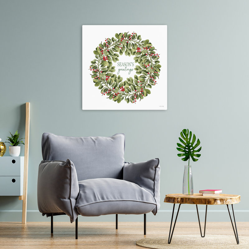 «Season's Greetings Wreath», art contemporain typographique, H 24 po x l 24 po