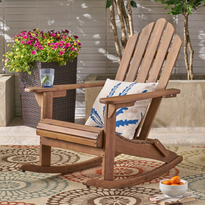 Hollywood Adirondack Rocking Chair With Durable Acacia Wood, Weather-Resistant Design For Cozy Outdoor Relaxation
