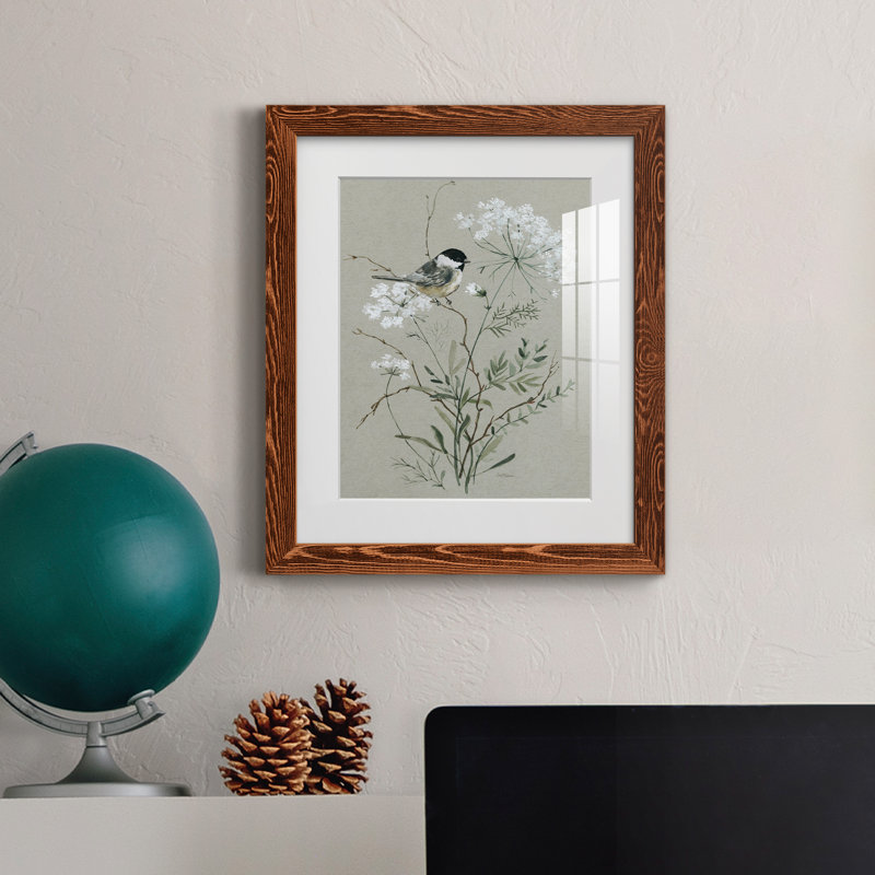 Bouquet de grâce, oiseau I - reproduction de cadre photo sur papier, Érable, H 20 po x l 17 po x P 1,5 po