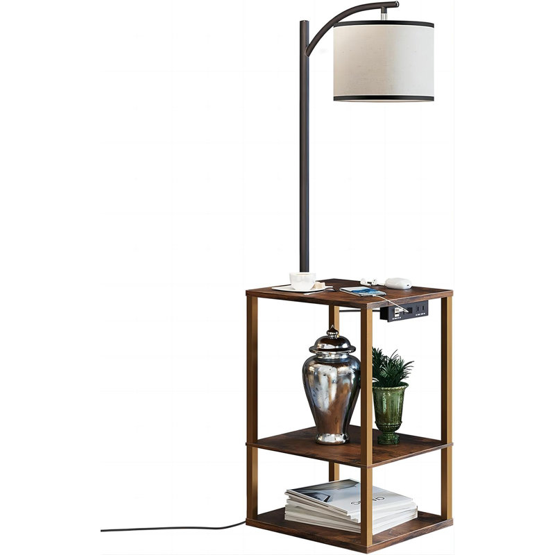 Harlesden 62'' Rustic Task Floor Lamp with USB and Outlet