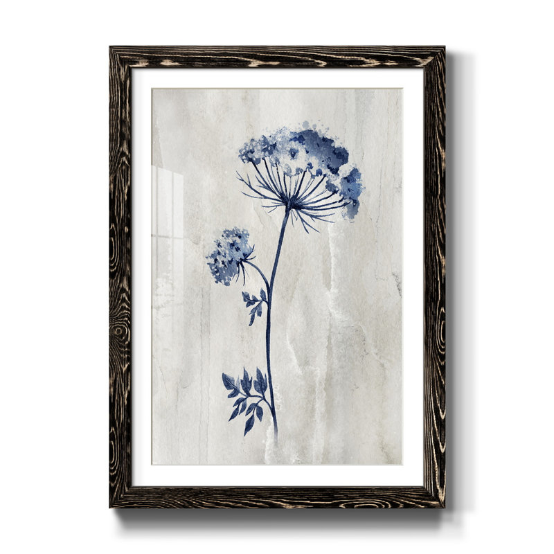 Indigo botanique I - impression, H 37,5 po x l 27,5 po x P 1,5 po, Noir