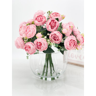 Rose Peony Arrangement Artificial Faux Centerpiece